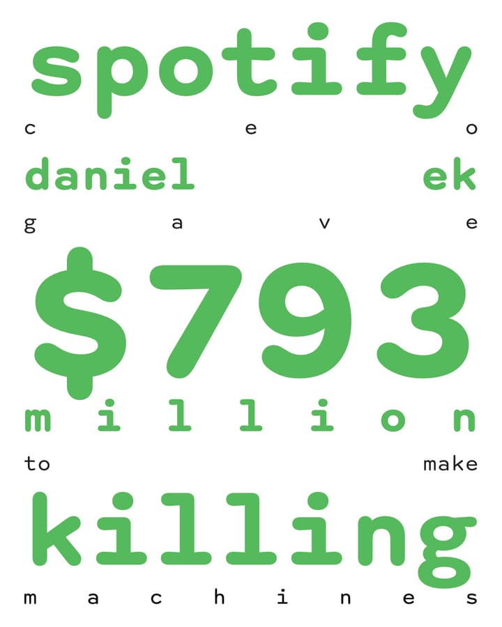 🎧 spotify ceo daniel ek gave $793 million 💰 to make killing machines ☠️